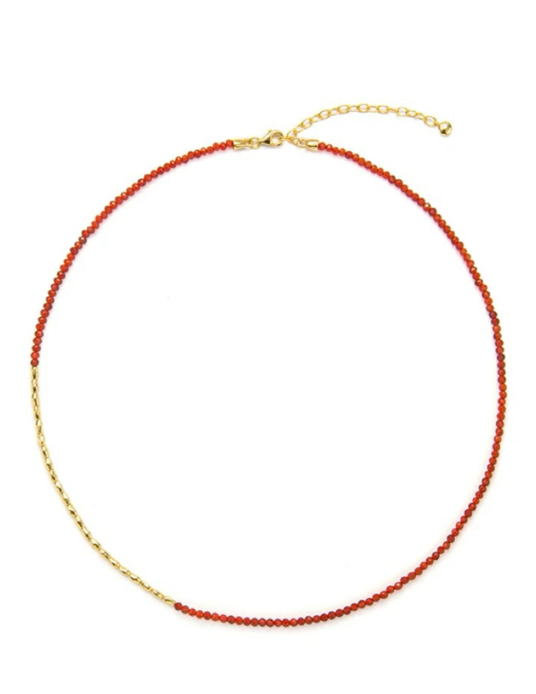 Mini Golden Rice Red Spinel Beaded Choker Necklace gembea jewelry