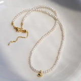 Mini Pearl Beaded Collar Necklace-Gembea Jewelry