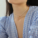 Mini Pearl Beaded Collar Necklace-Gembea Jewelry