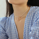 Mini Pearl Beaded Collar Necklace-Gembea Jewelry