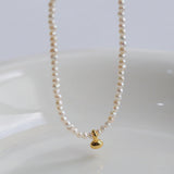 Mini Pearl Beaded Collar Necklace-Gembea Jewelry