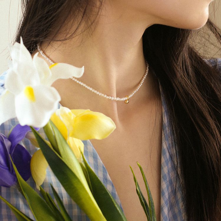 Mini Pearl Beaded Collar Necklace-Gembea Jewelry