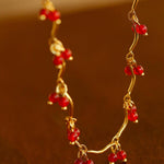 Mini Red Agate Cherry Necklace - Gembea Jewelry