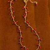Mini Red Agate Cherry Necklace - Gembea Jewelry