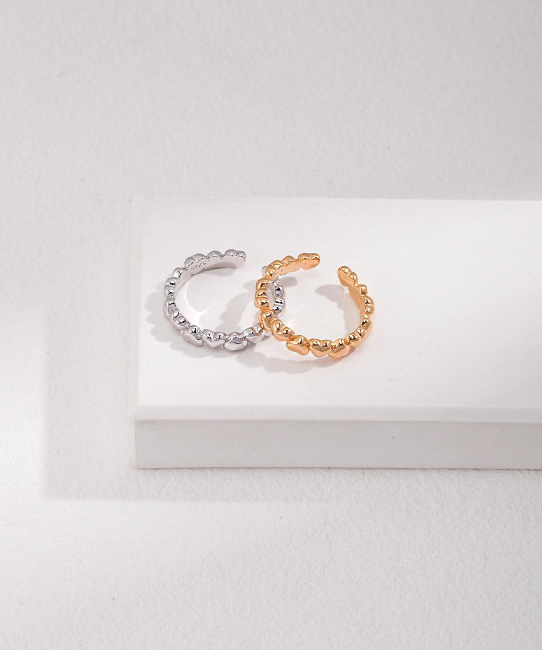Minimal Fold Wear Small Love Sterling Silver Ring - Gembea Jewelry