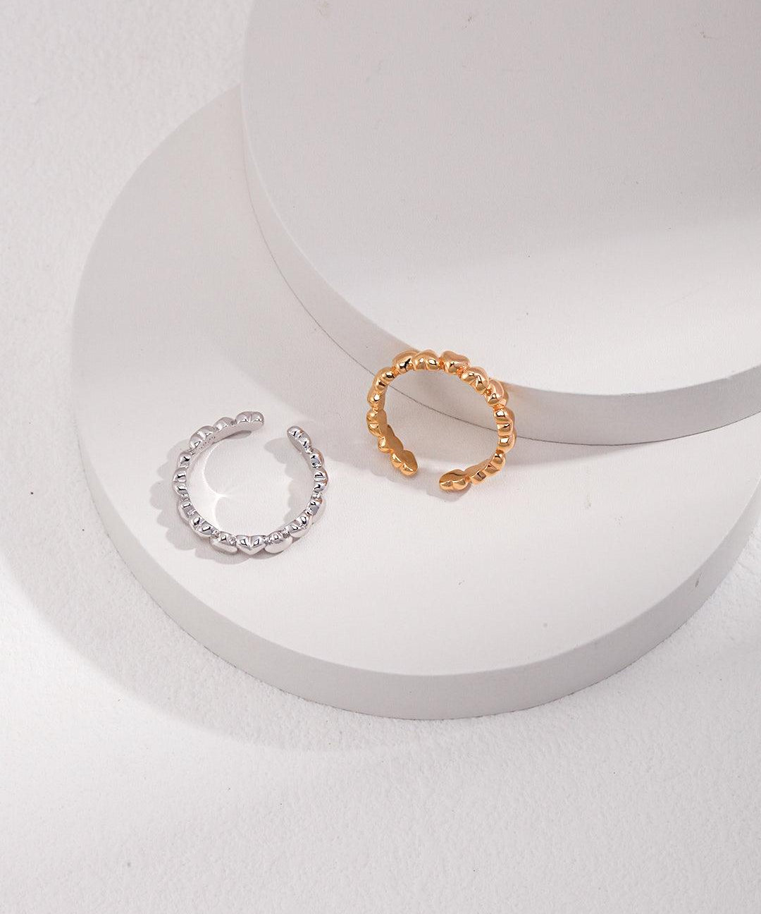 Minimal Fold Wear Small Love Sterling Silver Ring - Gembea Jewelry