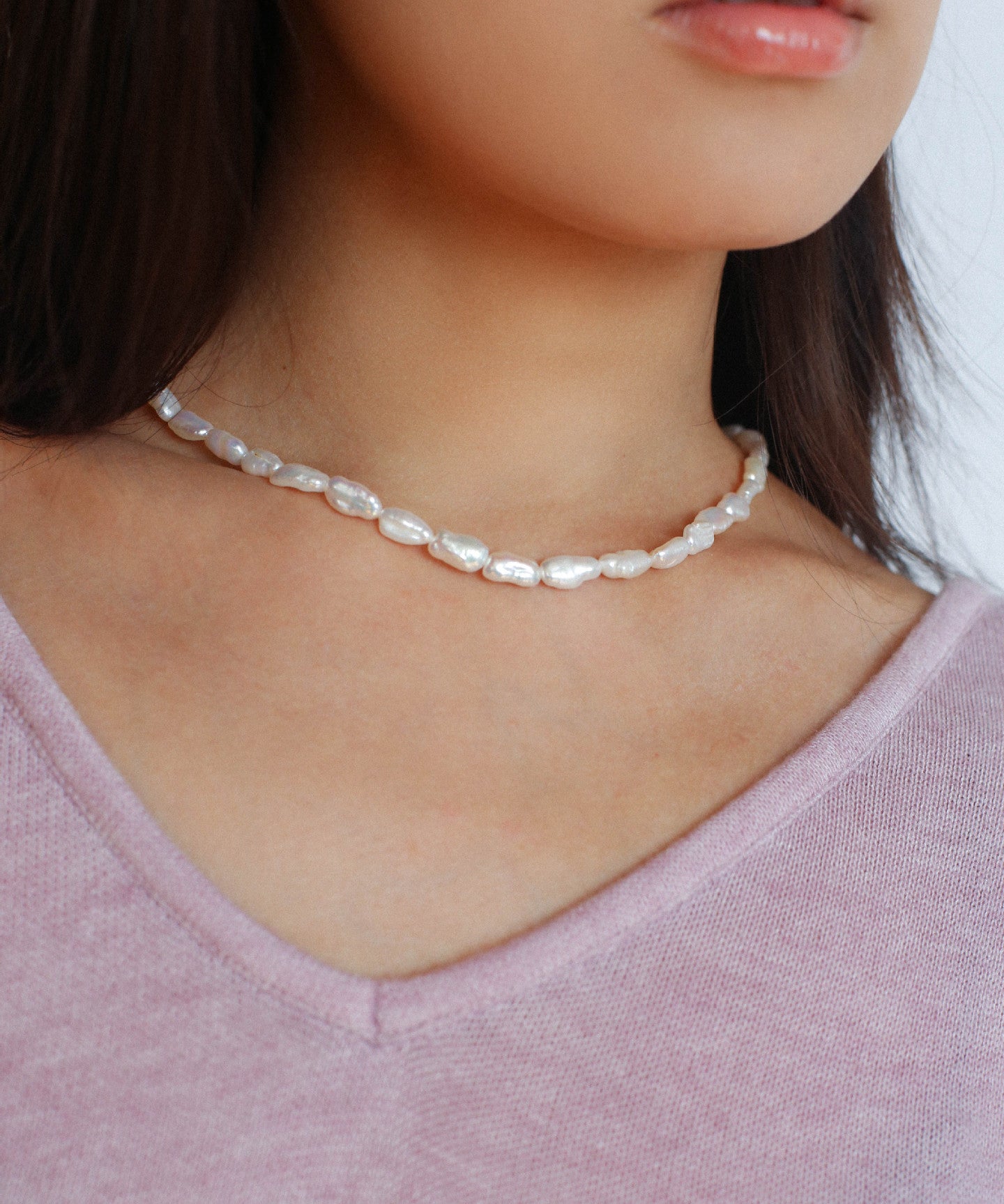 Minimalist Irregular Baroque Pearl Necklace gembea jewelry