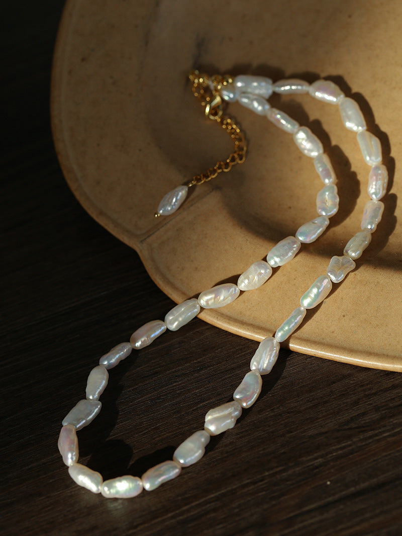 Minimalist Irregular Baroque Pearl Necklace gembea jewelry