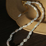 Minimalist Irregular Baroque Pearl Necklace gembea jewelry