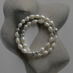 Minimalist Metallic Silver Bean Pearl Necklace gembea jewelry