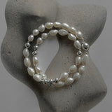 Minimalist Metallic Silver Bean Pearl Necklace gembea jewelry