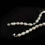 Minimalist Metallic Silver Bean Pearl Necklace gembea jewelry
