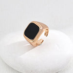 Minimalist Black Agate Signet Ring - Gembea Jewelry
