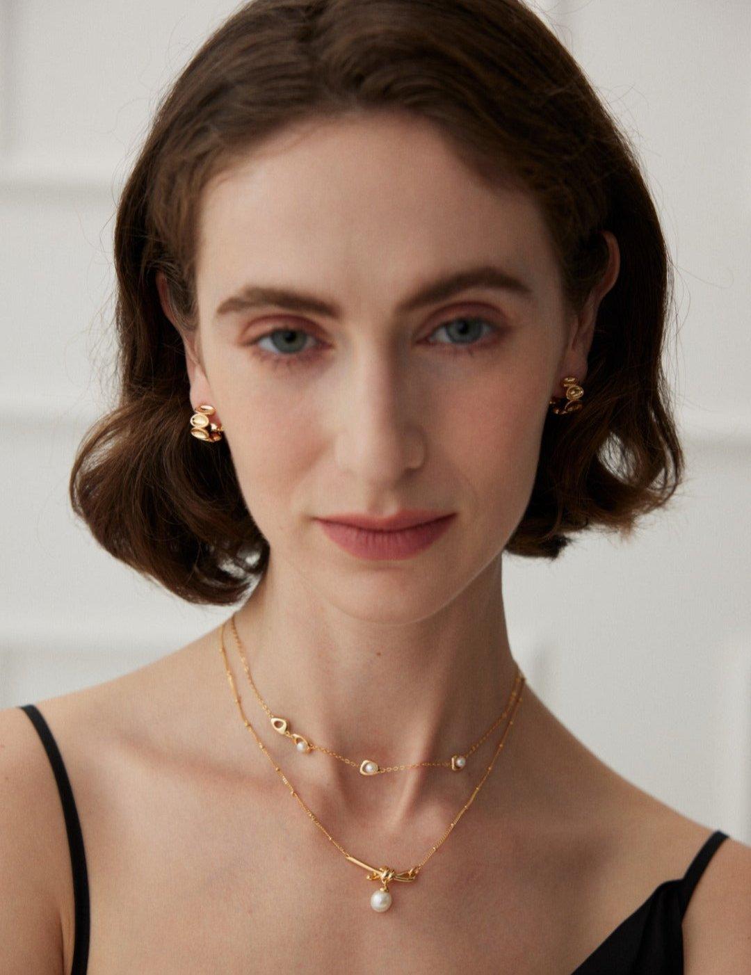 Elegant Chain and Pearl Stacking Necklace - Gembea Jewelry