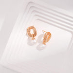 Minimalist Elliptic Line Sterling Silver Pearl Stud Earrings - Gembea Jewelry