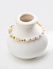 Minimalist French Style Gold and Pearl Beaded Bracelet Gembea - Gembea Jewelry
