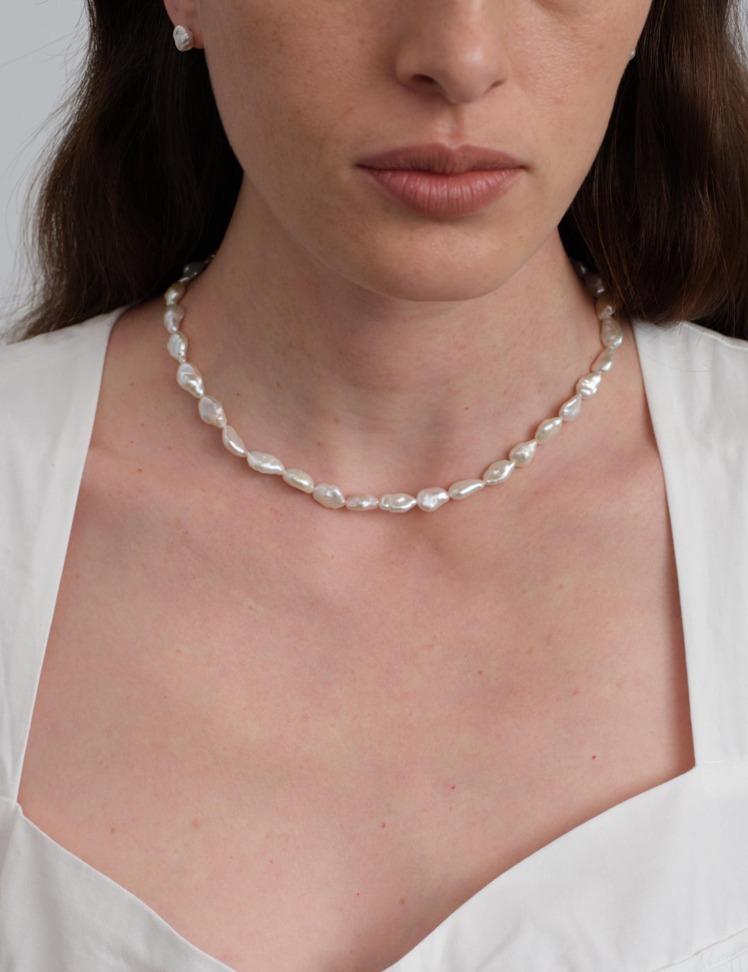 Minimalist Irregular Baroque Pearl Necklace gembea jewelry