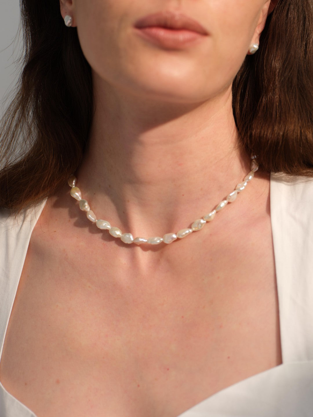 Minimalist Irregular Baroque Pearl Necklace gembea jewelry