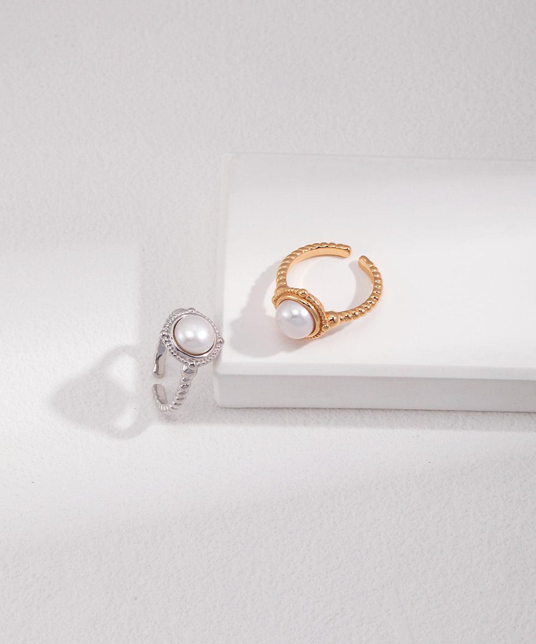 Minimalist Round Freshwater Pearl Rings - Gembea Jewelry