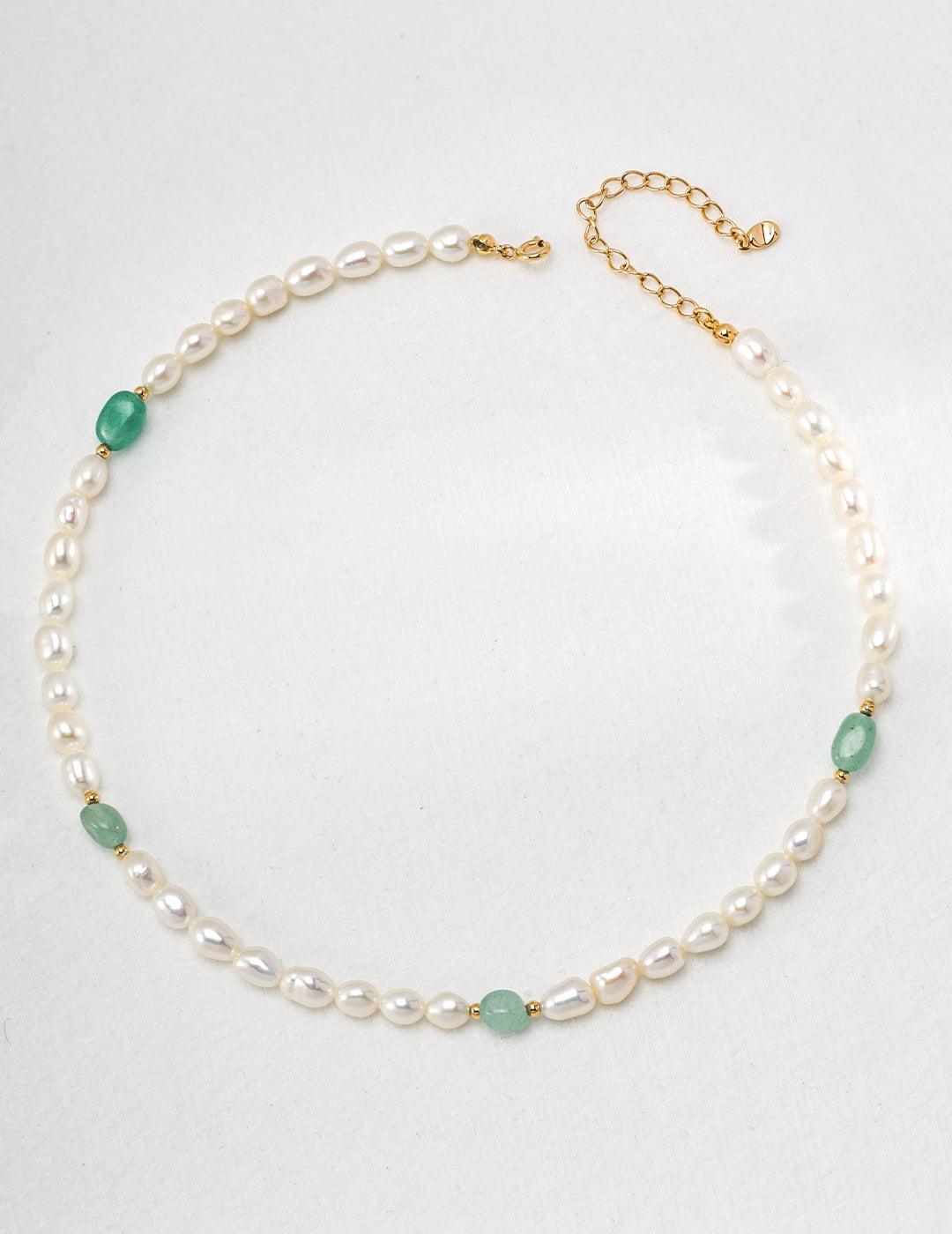 Minimalist Style Jasper Pearl Beaded Necklace - Gembea Jewelry