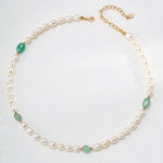 Minimalist Style Jasper Pearl Beaded Necklace - Gembea Jewelry