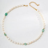 Minimalist Style Jasper Pearl Beaded Necklace - Gembea Jewelry