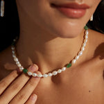 Minimalist Style Jasper Pearl Beaded Necklace - Gembea Jewelry