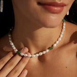 Minimalist Style Jasper Pearl Beaded Necklace - Gembea Jewelry