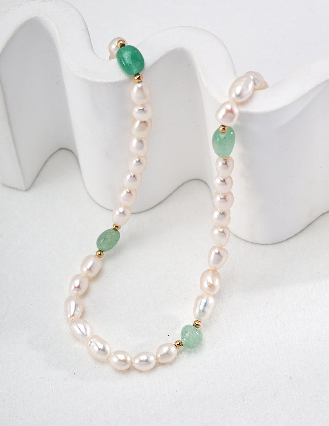 Minimalist Style Jasper Pearl Beaded Necklace - Gembea Jewelry