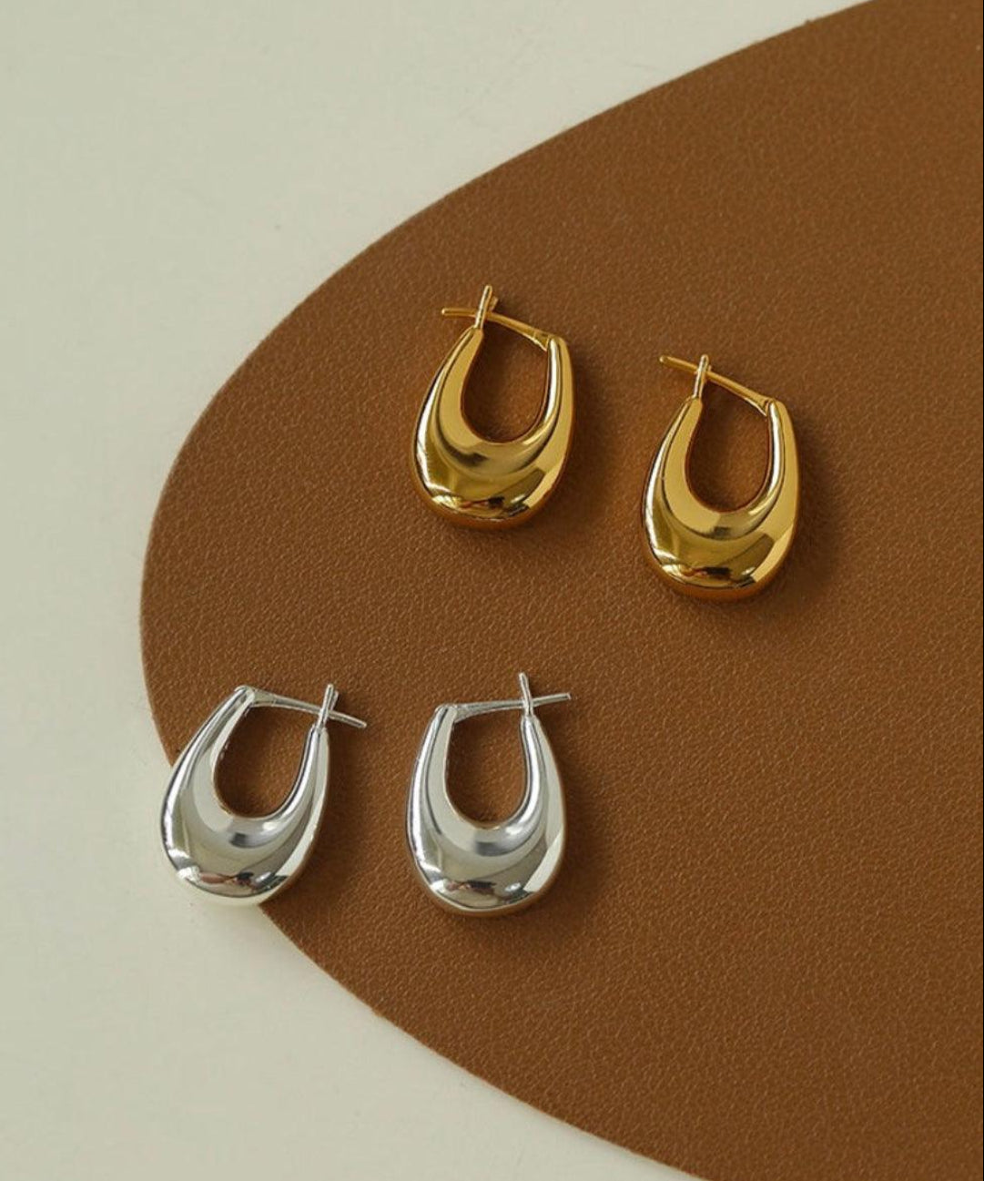 Minimalist U-shaped Drop Hoop Earring Buckle - Gembea Jewelry