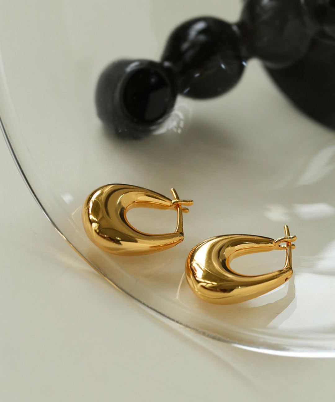 Minimalist U-shaped Drop Hoop Earring Buckle - Gembea Jewelry