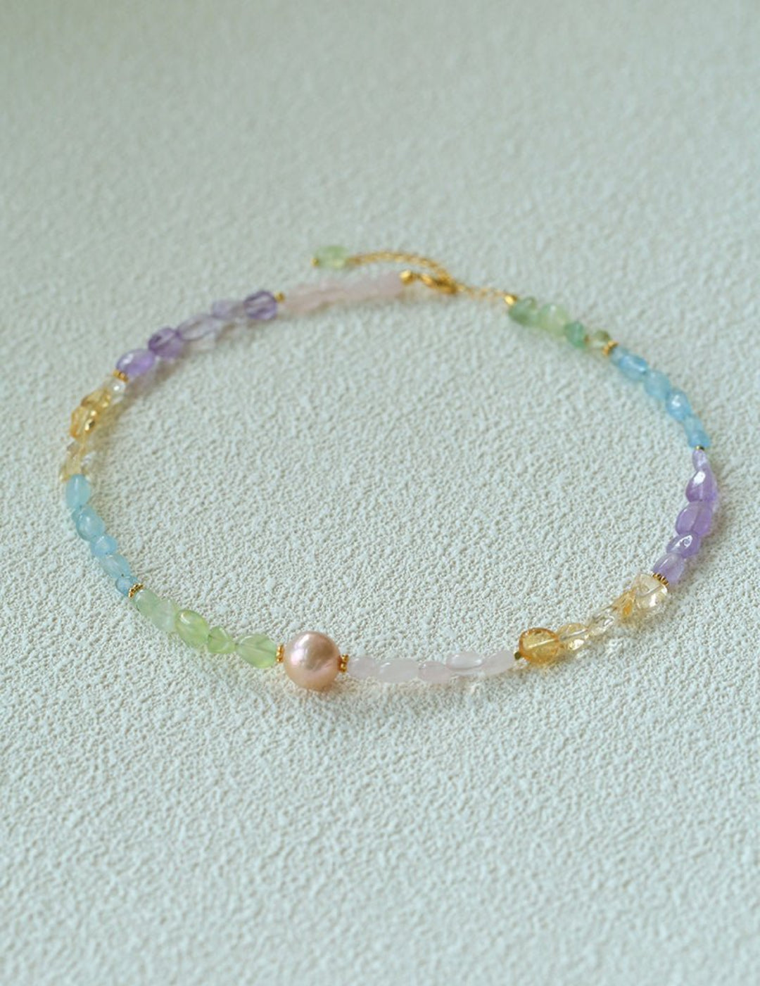 Mixed Gemstone Baroque Pearl Beaded Necklace  gembea jewelry