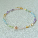 Mixed Gemstone Baroque Pearl Beaded Necklace  gembea jewelry
