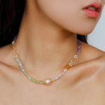 Mixed Gemstone Baroque Pearl Beaded Necklace gembea jewelry