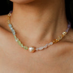 Mixed Gemstone Baroque Pearl Beaded Necklace gembea jewelry