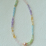 Mixed Gemstone Baroque Pearl Beaded Necklace gembea jewelry