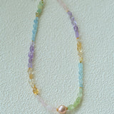 Mixed Gemstone Baroque Pearl Beaded Necklace gembea jewelry