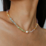 Mixed Gemstone Baroque Pearl Beaded Necklace gembea jewelry