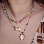 Mixed Gemstone Baroque Pearl Beaded Necklace  gembea jewelry