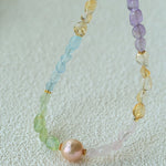 Mixed Gemstone Baroque Pearl Beaded Necklace  gembea jewelry