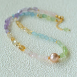 Mixed Gemstone Baroque Pearl Beaded Necklace  gembea jewelry