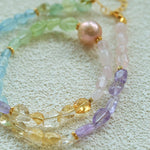 Mixed Gemstone Baroque Pearl Beaded Necklace  gembea jewelry