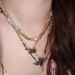 Mixed Gemstone Baroque Pearl Beaded Necklace  gembea jewelry