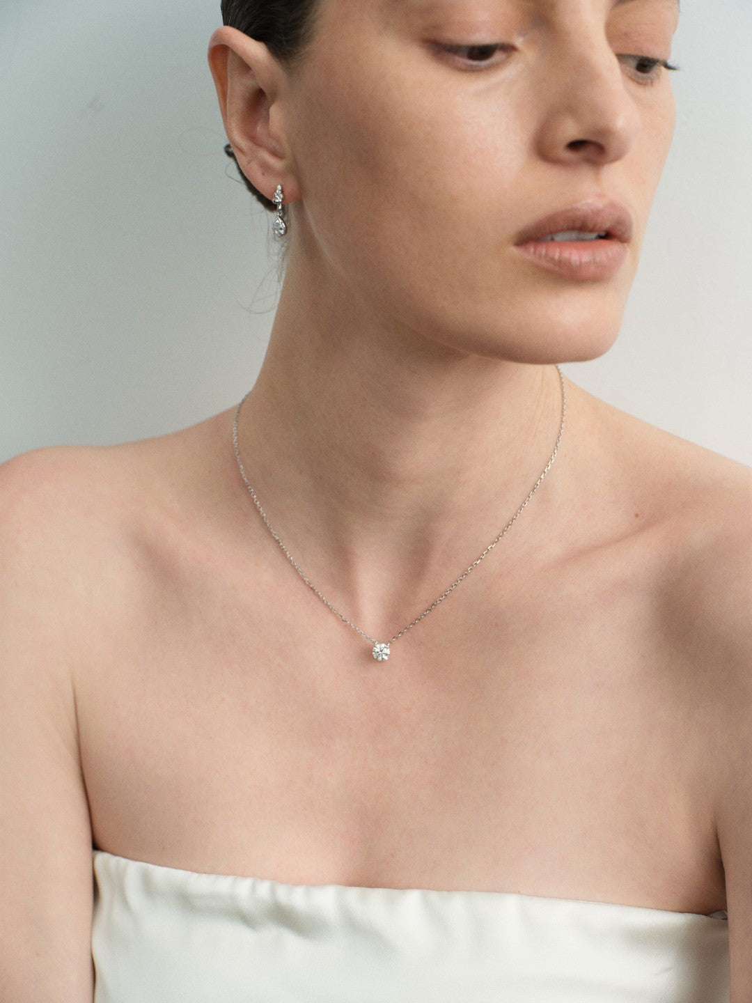 Moissanite Diamond Silver Chain Necklace gembea jewelry