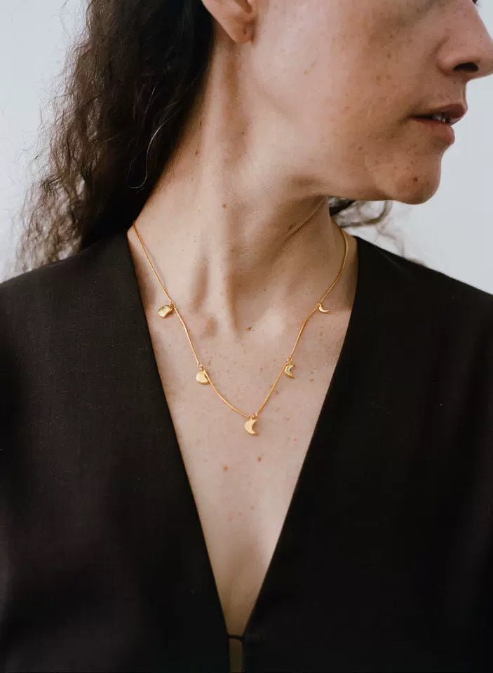 Moon Pendant Snake Chain Necklace gembea jewelry