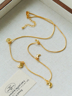 Moon Pendant Snake Chain Necklace gembea jewelry