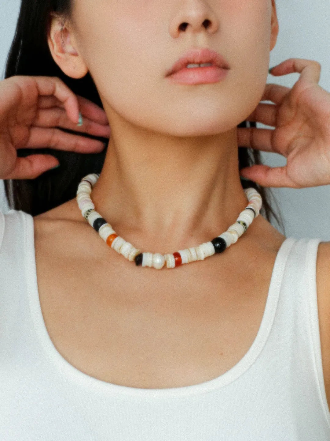 Sea's Embrace Mother of Pearl Beaded Necklace