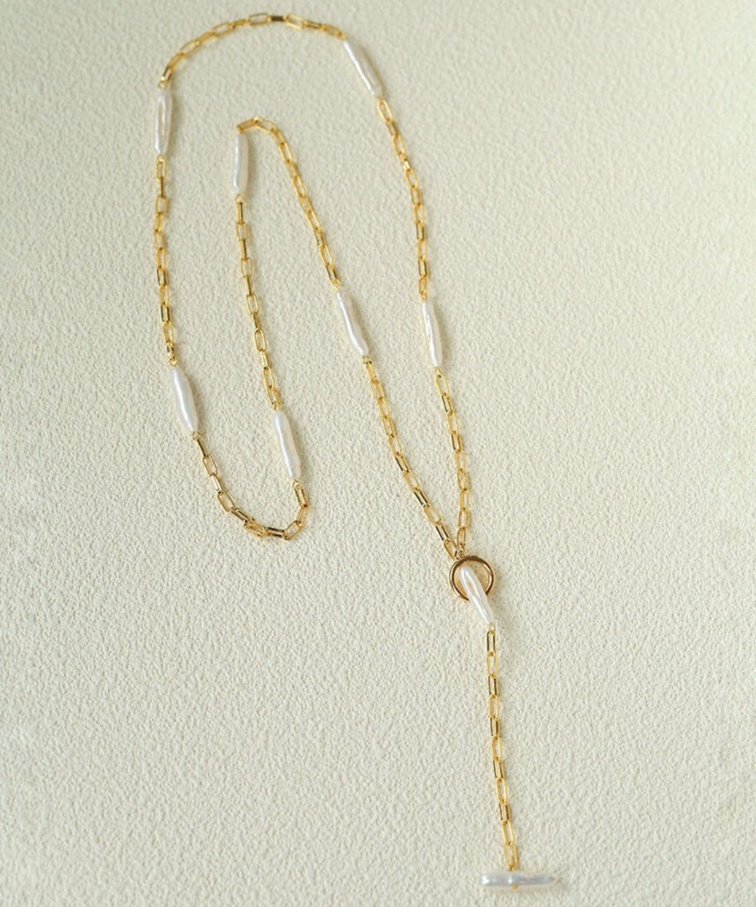Multi-Way Wear Y-Shape Baroque Pearl Chain Necklace gembea jewelry