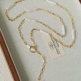 Multi-Way Wear Y-Shape Baroque Pearl Chain Necklace gembea jewelry