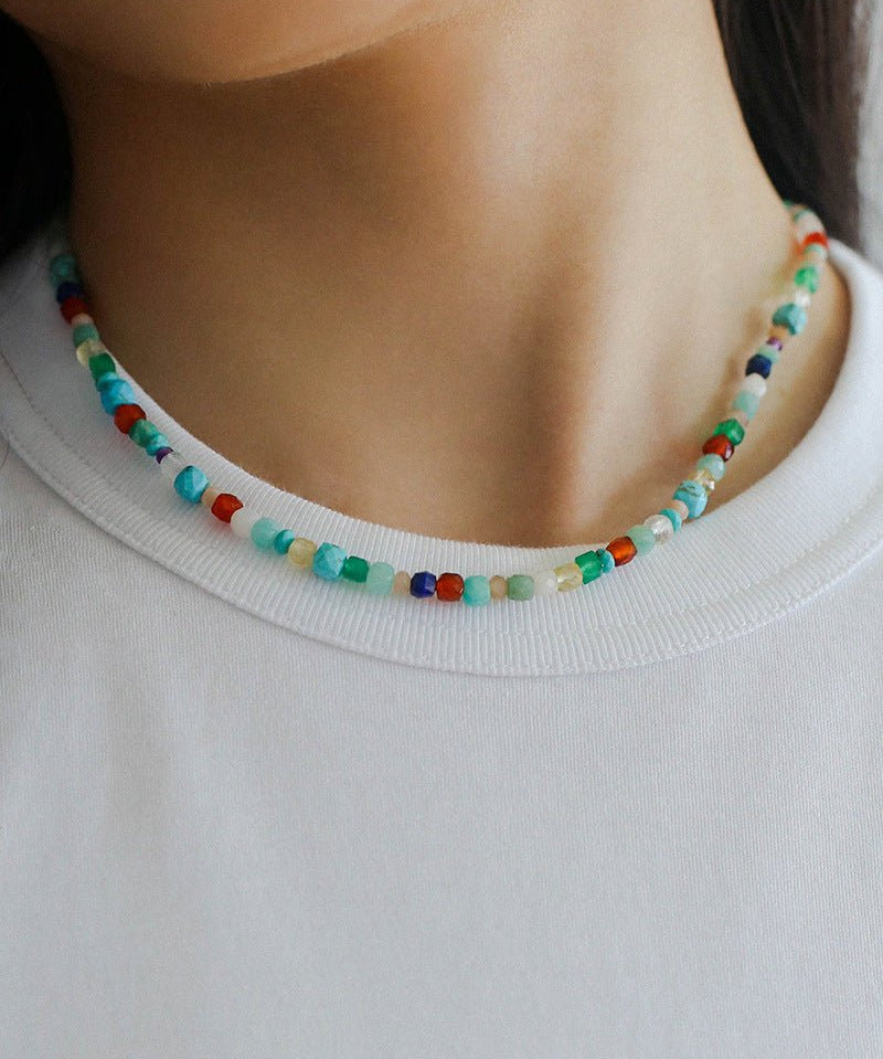 Multicolor Gemstone Beaded Necklace-Gembea Jewelry
